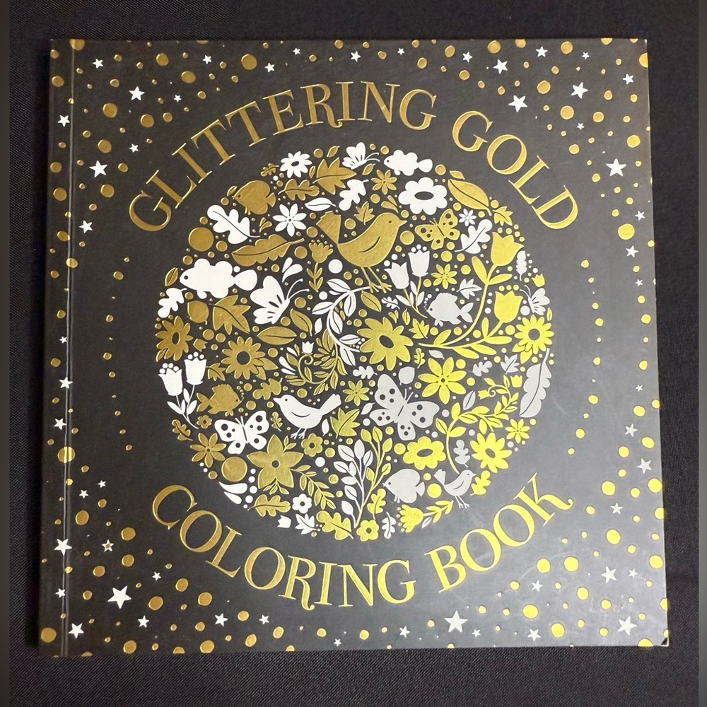 GLITTERING GOLD Coloring Book by Michael O’Mara. Dachshund dogs and flamingos!